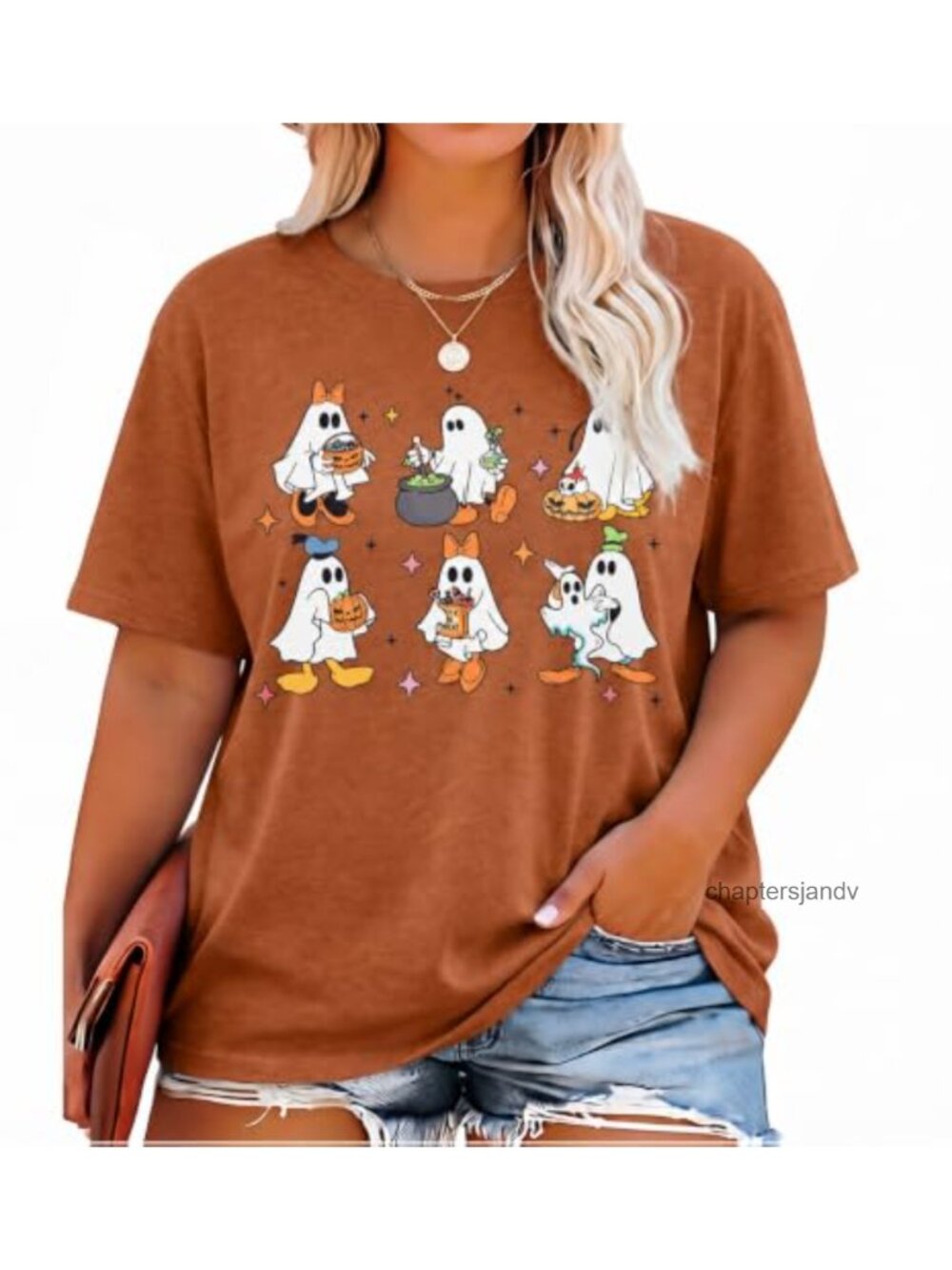 Plus Size Halloween Ghost Pumpkin Graphic Tee Short Sleeve